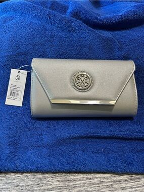 CXL Christian Lacroix Clutch Envelope Evening Bag in Silver 5.5x9.5